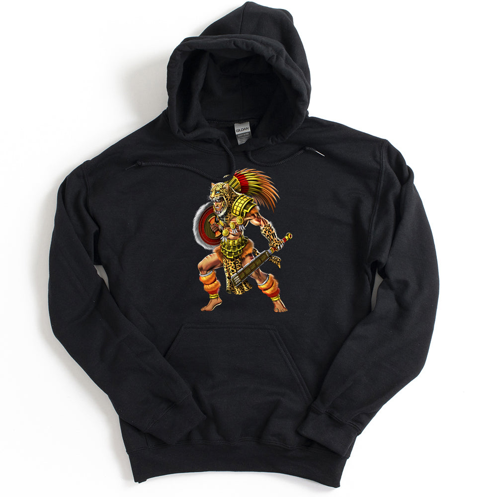 Ancient Aztec Jaguar Warrior Unisex Hoodie - Serpent Sun