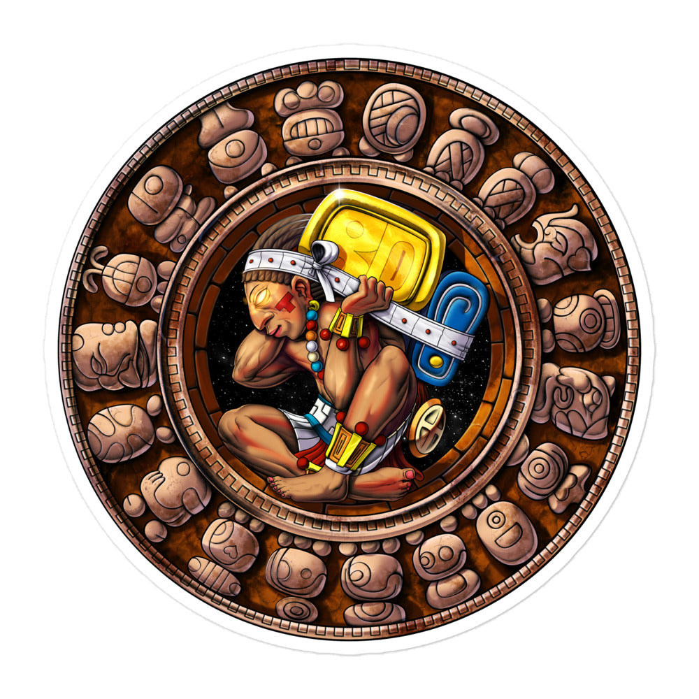 Ancient Mayan Calendar Sticker - Serpent Sun, image size:1000x1000