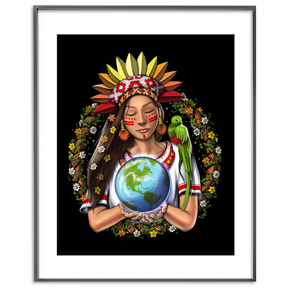 Aztec Art Print, Aztec Goddess Poster, Aztec Earth Goddess Poster, Aztec Art, Aztec Room Decor, Mayan Wall Decor - Serpent Sun