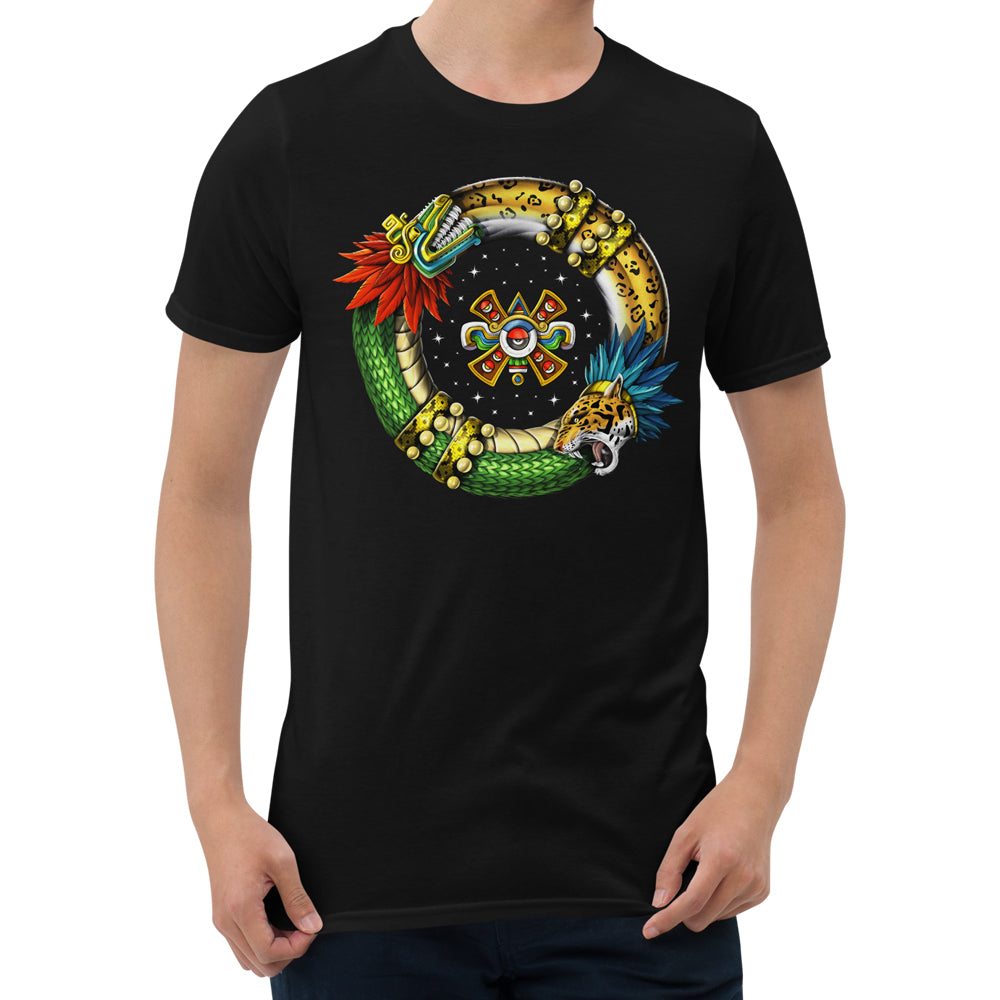 Aztec Symbol T-Shirt, Aztec Serpent Shirt, Quetzalcoatl Shirt, Aztec Mythology Tee, Aztec Jaguar Shirt, Aztec Clothes, Aztec Clothing - Serpent Sun