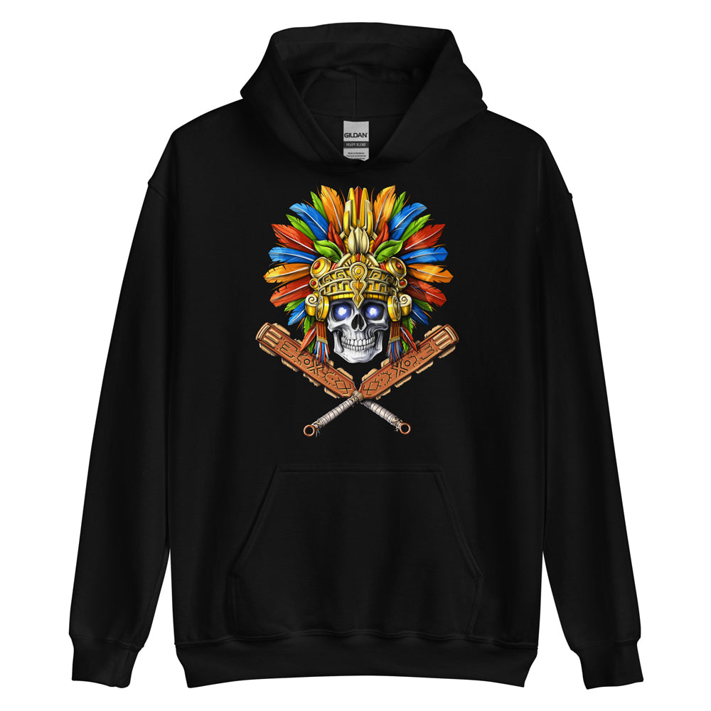Aztec Hoodie, Aztec Warrior Sweatshirt, Aztec Skull Warrior Hoodie, Aztec Skull Hoodie, Aztec Clothes, Aztec Clothing - Serpent Sun