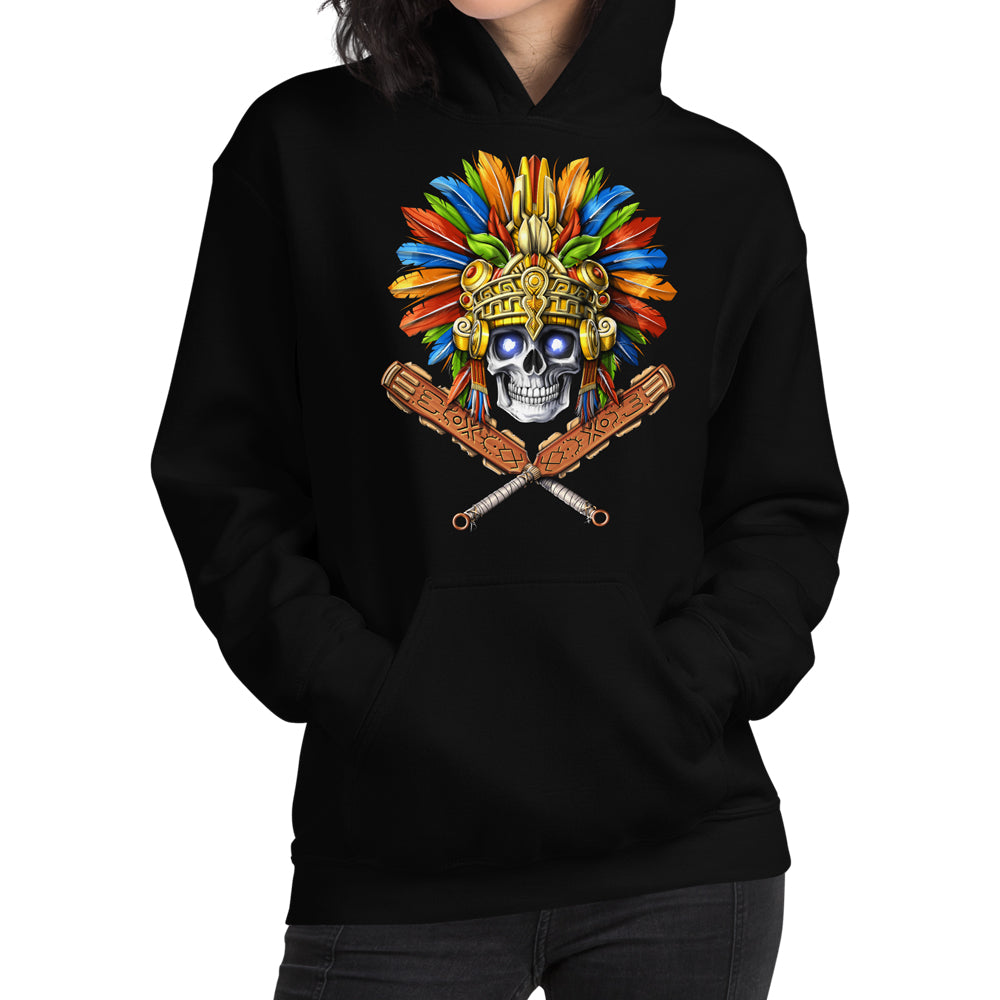 Aztec Hoodie, Aztec Warrior Sweatshirt, Aztec Skull Warrior Hoodie, Aztec Skull Hoodie, Aztec Clothes, Aztec Clothing - Serpent Sun