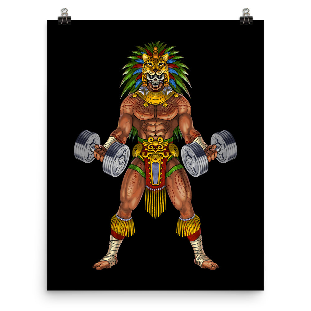 Aztec Art Print, Aztec Warrior Poster, Bodybuilder Art Print, Fitness Gym Poster, Mayan Poster, Mayan Art Print - Serpent Sun