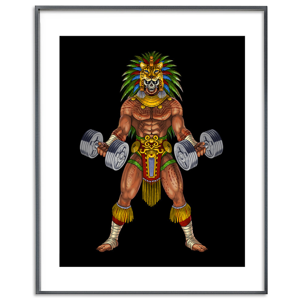 Aztec Art Print, Aztec Warrior Poster, Bodybuilder Art Print, Fitness Gym Poster, Mayan Poster, Mayan Art Print - Serpent Sun