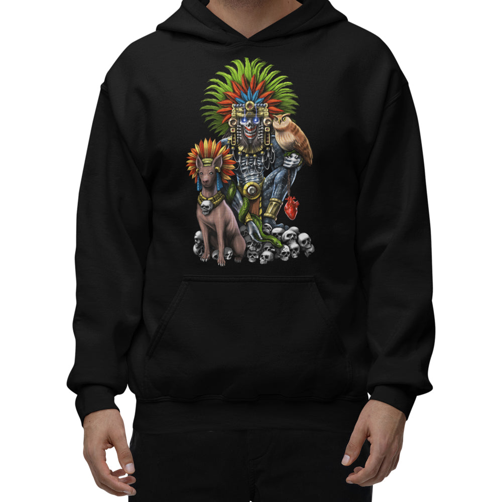 Aztec Hoodie, Aztec God Mictlantecuhtli Hoodie, Aztec Civilization Hoodie, Aztec Mythology Sweatshirt, Aztec Clothes, Aztec Clothing - Serpent Sun