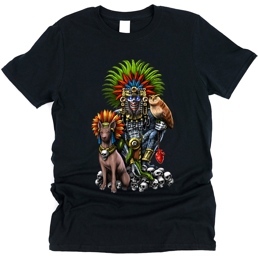 Aztec T-Shirt, Aztec God Mictlantecuhtli Shirt, Aztec Civilization T-Shirt, Aztec Mythology T-Shirt, Aztec Clothes, Aztec Clothing - Serpent Sun