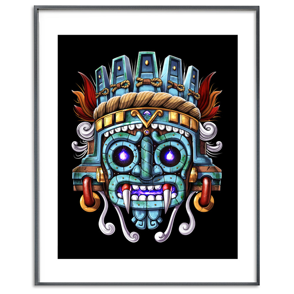 Aztec Poster, Aztec God Tlaloc Poster, Aztec Mythology Poster, Aztec Art Print, Aztec Wall Decor - Serpent Sun