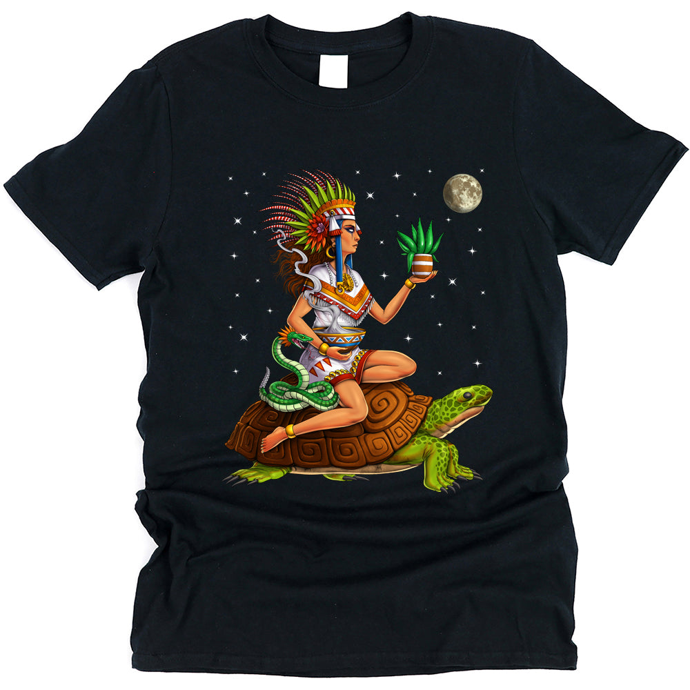 Aztec Unisex T-Shirt, Aztec Goddess Shirt, Goddess Mayahuel T-Shirt, Aztec T-Shirt, Aztec Clothes, Aztec Clothing - Serpent Sun