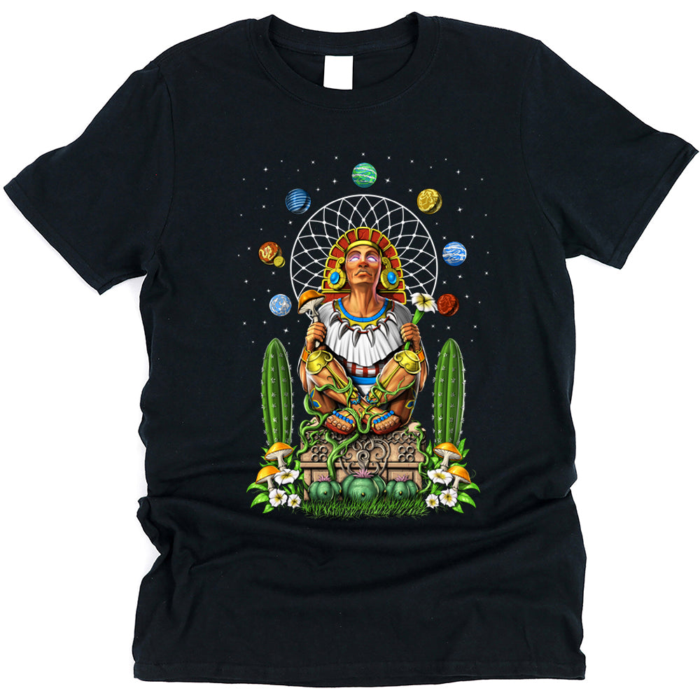 Aztec T-Shirt, Aztec Mythology Shirt, Aztec God Xochipilli Tee, Aztec Mens Shirt, Aztec Clothes, Aztec Clothing - Serpent Sun