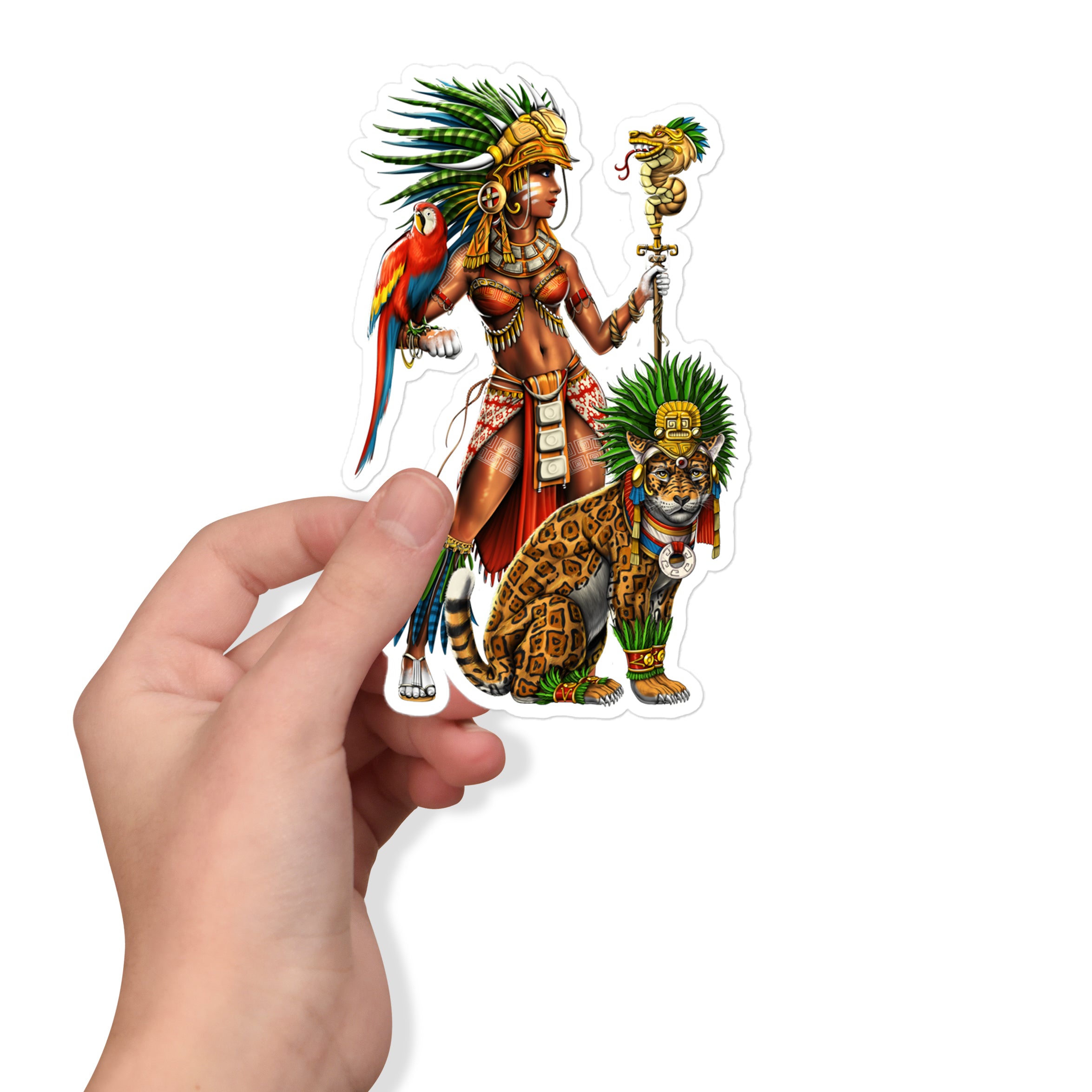 Aztec Stickers, Aztec Warrior Sticker, Aztec Jaguar Stickers, Aztec Decal, Mayan Sticker - Serpent Sun