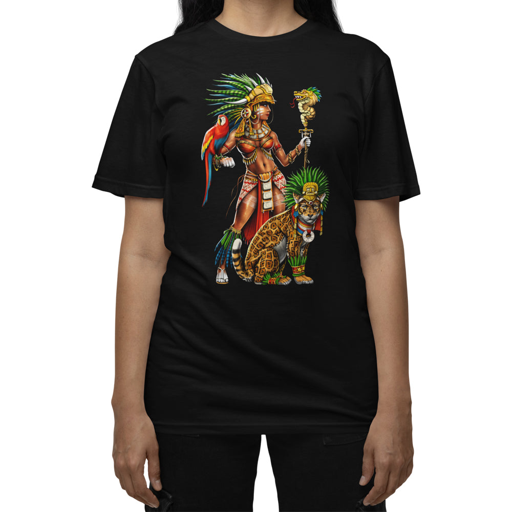 Aztec T-Shirt, Aztec Warrior Shirt, Aztec Jaguar Tee, Aztec Unisex Shirt, Aztec Clothes, Mayan Clothing - Serpent Sun