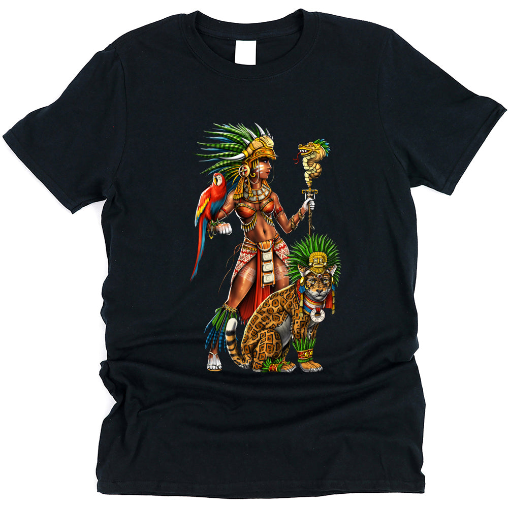Aztec T-Shirt, Aztec Warrior Shirt, Aztec Jaguar Tee, Aztec Unisex Shirt, Aztec Clothes, Mayan Clothing - Serpent Sun