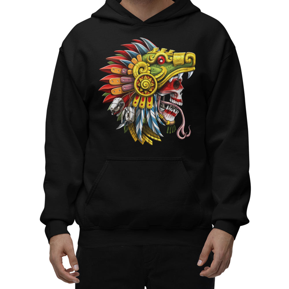 Aztec Mens Hoodie, Aztec Skull Warrior Hoodie, Aztec Serpent Hoodie, Aztec Sweatshirt, Aztec Clothes, Aztec Clothing - Serpent Sun