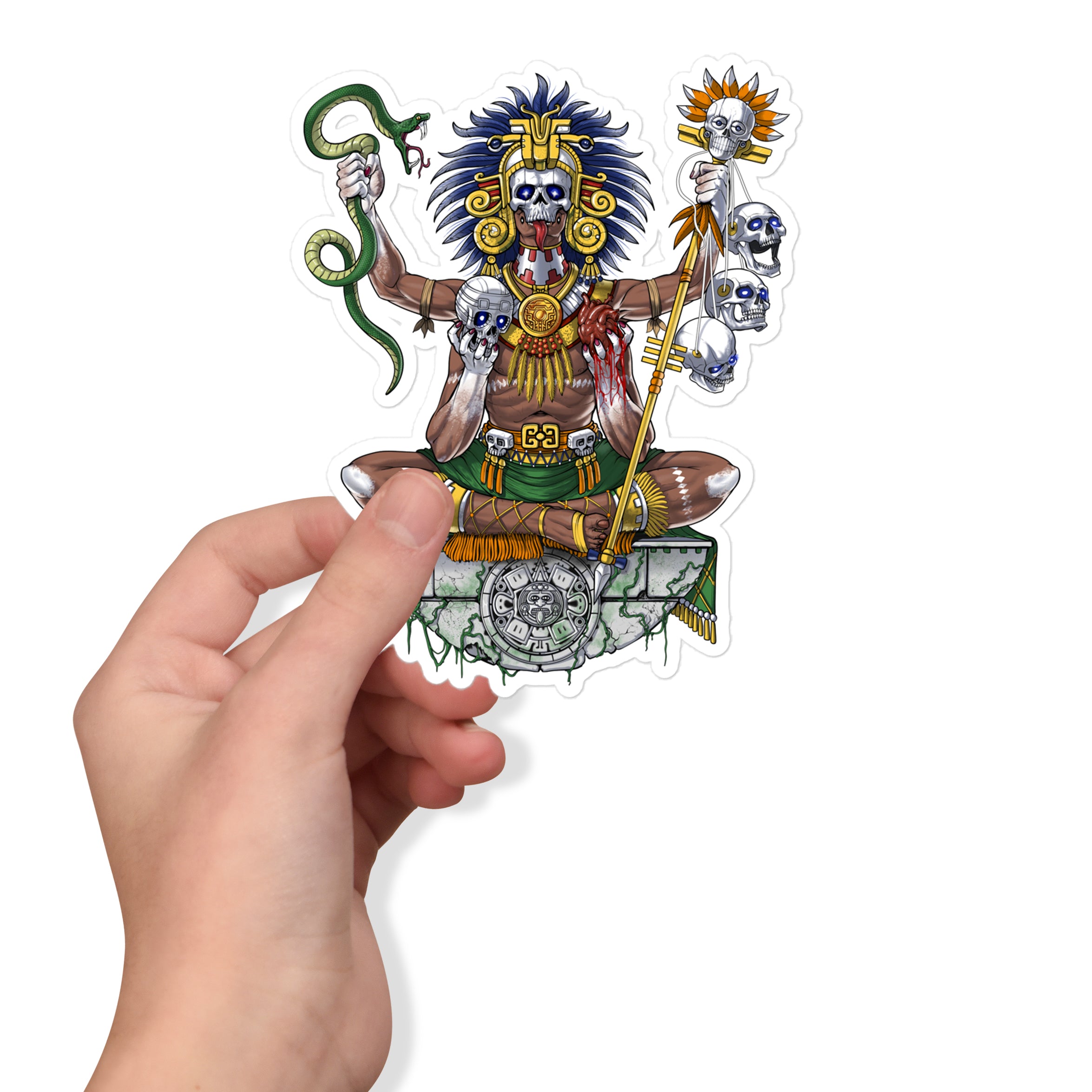 Aztec Stickers, Aztec Shaman Stickers, Aztec Warrior Sticker, Aztec Skull Decal, Ancient Mayan Decals - Serpent Sun