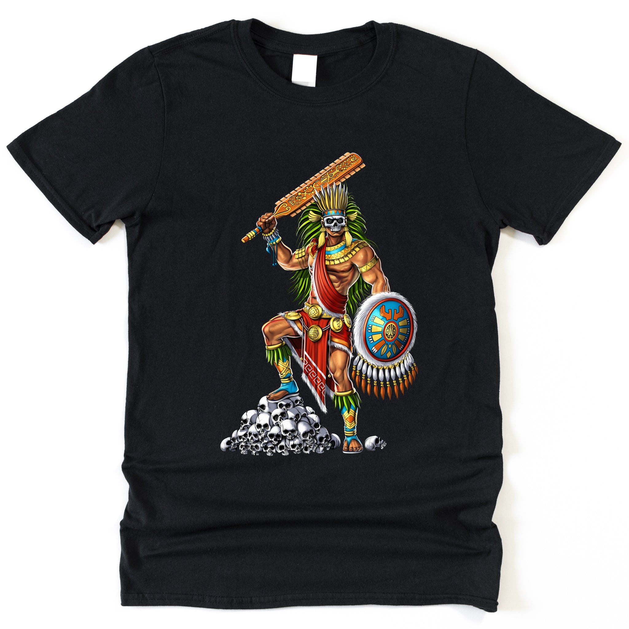 Aztec T-Shirt, Aztec Warrior Shirt, Aztec Skull Warrior Shirt, Aztec Mens T-Shirt, Aztec Clothes, Aztec Clothing - Serpent Sun