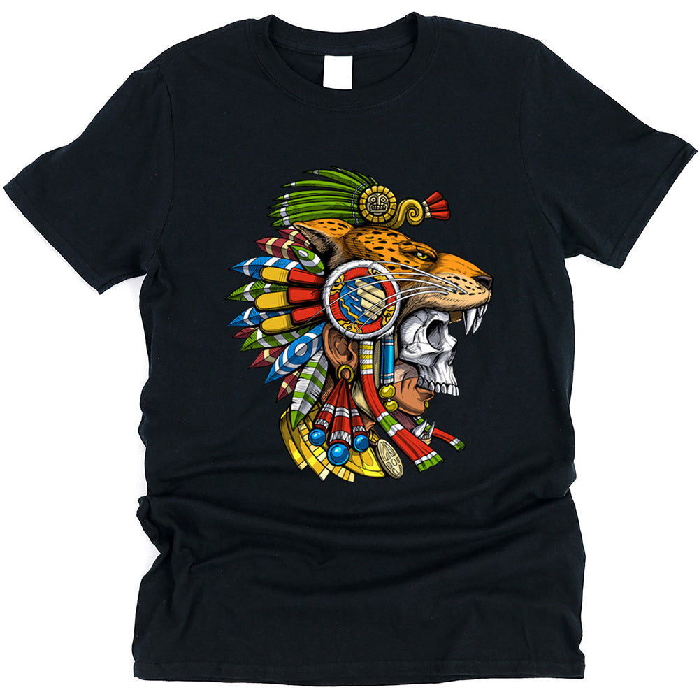 Aztec T-Shirt, Aztec Skull Warrior Shirt, Aztec Jaguar Warrior Shirt, Aztec Mens T-Shirt, Aztec Clothes, Aztec Clothing - Serpent Sun