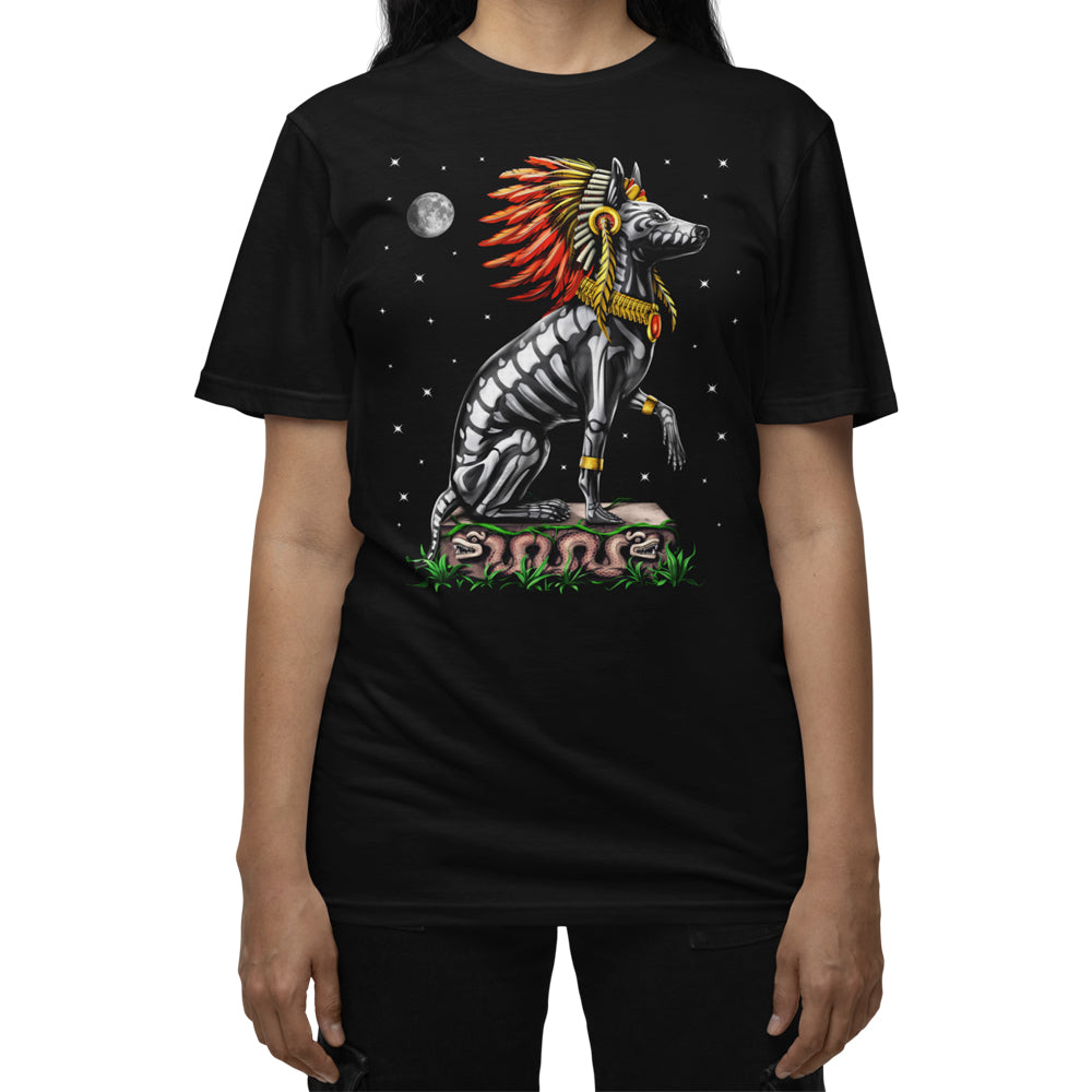 Aztec T-Shirt, Xolo Dog Shirt, Day of the Dead T-Shirt, Mexican Hairless Dog Shirt, Xoloitzcuintle Shirt, Aztec T-Shirt, Aztec Clothes, Aztec Clothing - Serpent Sun