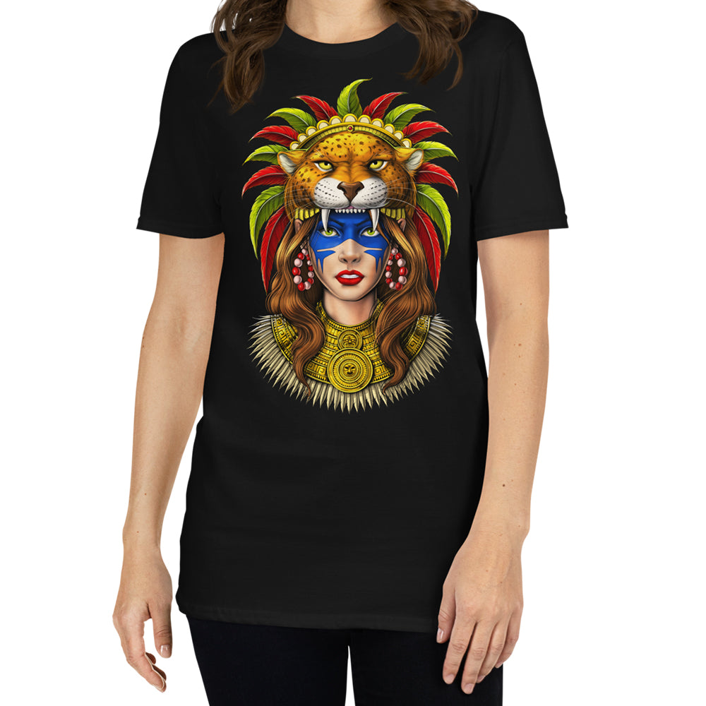Aztec Unisex T-Shirt, Aztec Warrior Shirt, Aztec Jaguar Warrior T-Shirt, Aztec Womens Clothes, Aztec Womens Clothing - Serpent Sun