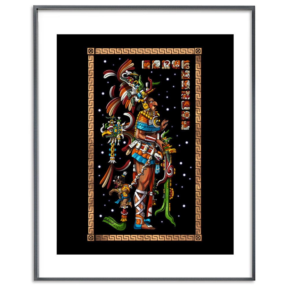 Mayan Poster, Mayan King Chan Bahlum Poster, Ancient Maya Poster, Aztec Art Print, Aztec Wall Decor - Serpent Sun