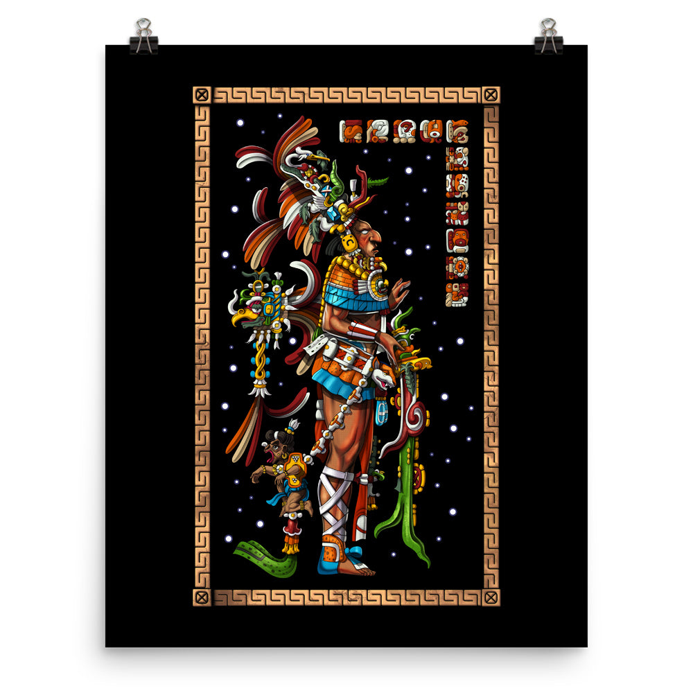 Mayan Poster, Mayan King Chan Bahlum Poster, Ancient Maya Poster, Aztec Art Print, Aztec Wall Decor - Serpent Sun