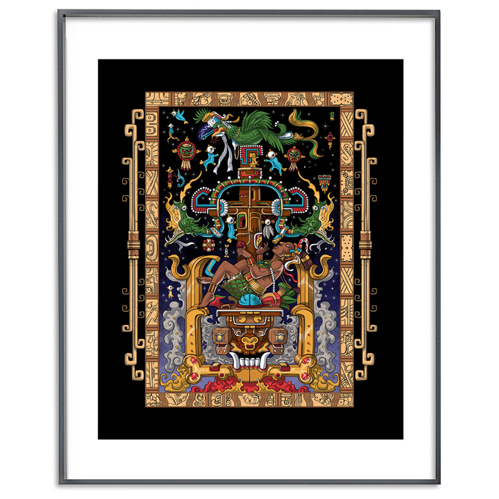 Mayan Poster, Mayan King Pakal Poster, Pakal Sarcophagus Poster, Ancient Mayan Art Print, Aztec Wall Decor, Aztec Room Decor - Serpent Sun