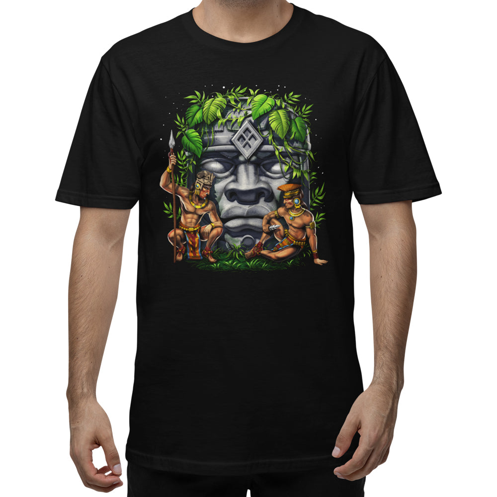 Olmec Head T-Shirt, Olmecs Shirt, Olmec Unisex Shirt, Aztec Clothes, Aztec Clothing - Serpent Sun