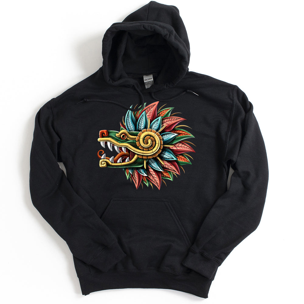 Aztec Hoodie, Aztec Quetzalcoatl Hoodie, Aztec Serpent Hoodie, Aztec God Sweatshirt, Aztec Clothes, Aztec Clothing - Serpent Sun