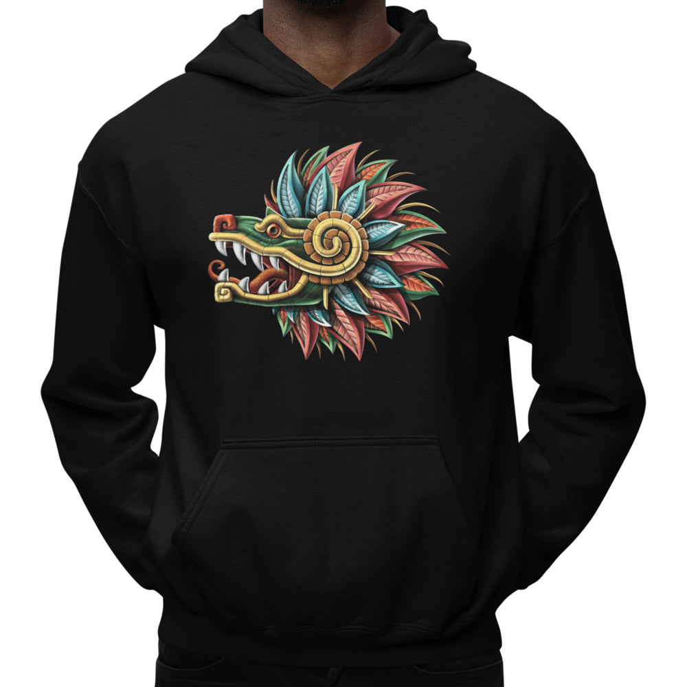 Aztec Hoodie, Aztec Quetzalcoatl Hoodie, Aztec Serpent Hoodie, Aztec God Sweatshirt, Aztec Clothes, Aztec Clothing - Serpent Sun