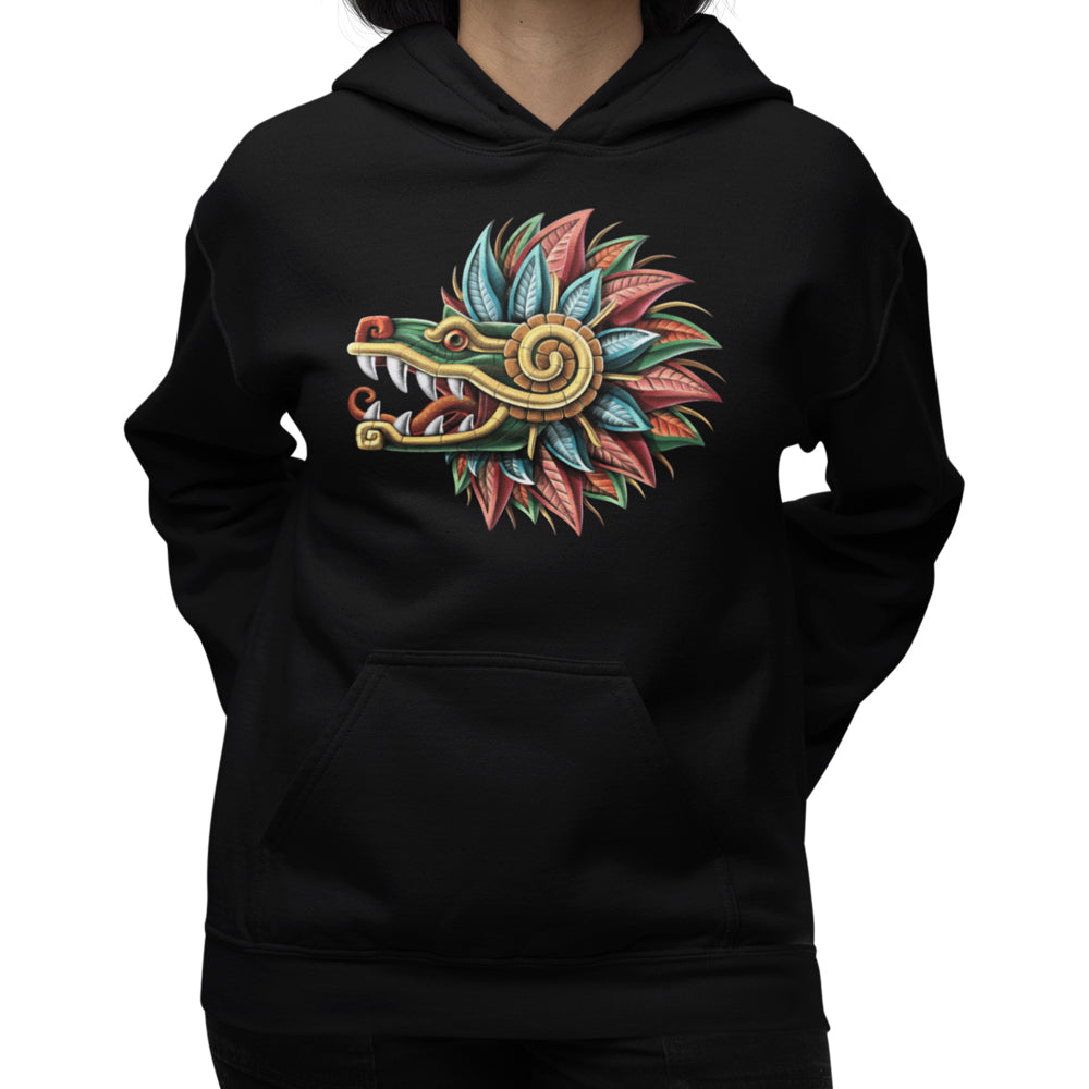 Aztec Hoodie, Aztec Quetzalcoatl Hoodie, Aztec Serpent Hoodie, Aztec God Sweatshirt, Aztec Clothes, Aztec Clothing - Serpent Sun