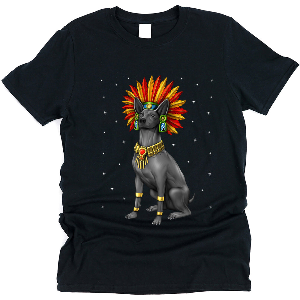Aztec Unisex T-Shirt, Xolo Dog Shirt, Aztec Warrior T-Shirt, Mexican Hairless Dog Shirt, Xoloitzcuintle Shirt, Aztec T-Shirt, Aztec Clothes, Aztec Clothing - Serpent Sun