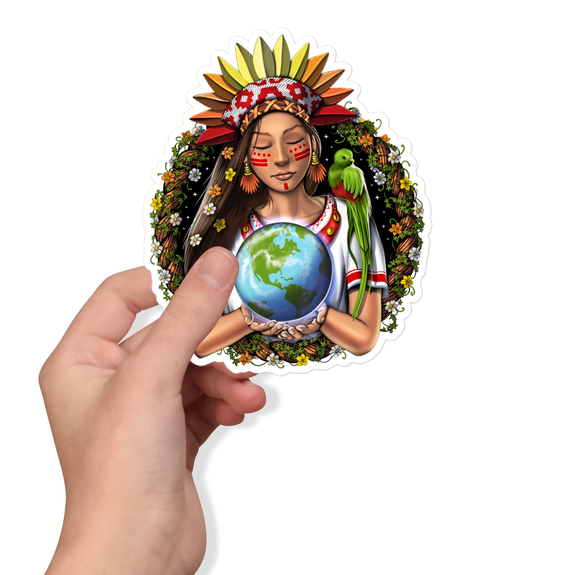 Aztec Sticker, Aztec Goddess Sticker, Aztec Earth Goddess Sticker, Aztec Mythology Decal, Mayan Sticker - Serpent Sun