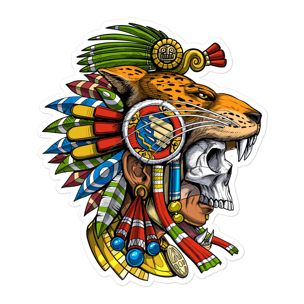 Aztec Stickers, Aztec Jaguar Warrior Stickers, Aztec Warrior Sticker, Aztec Decal, Ancient Mayan Decals - Serpent Sun