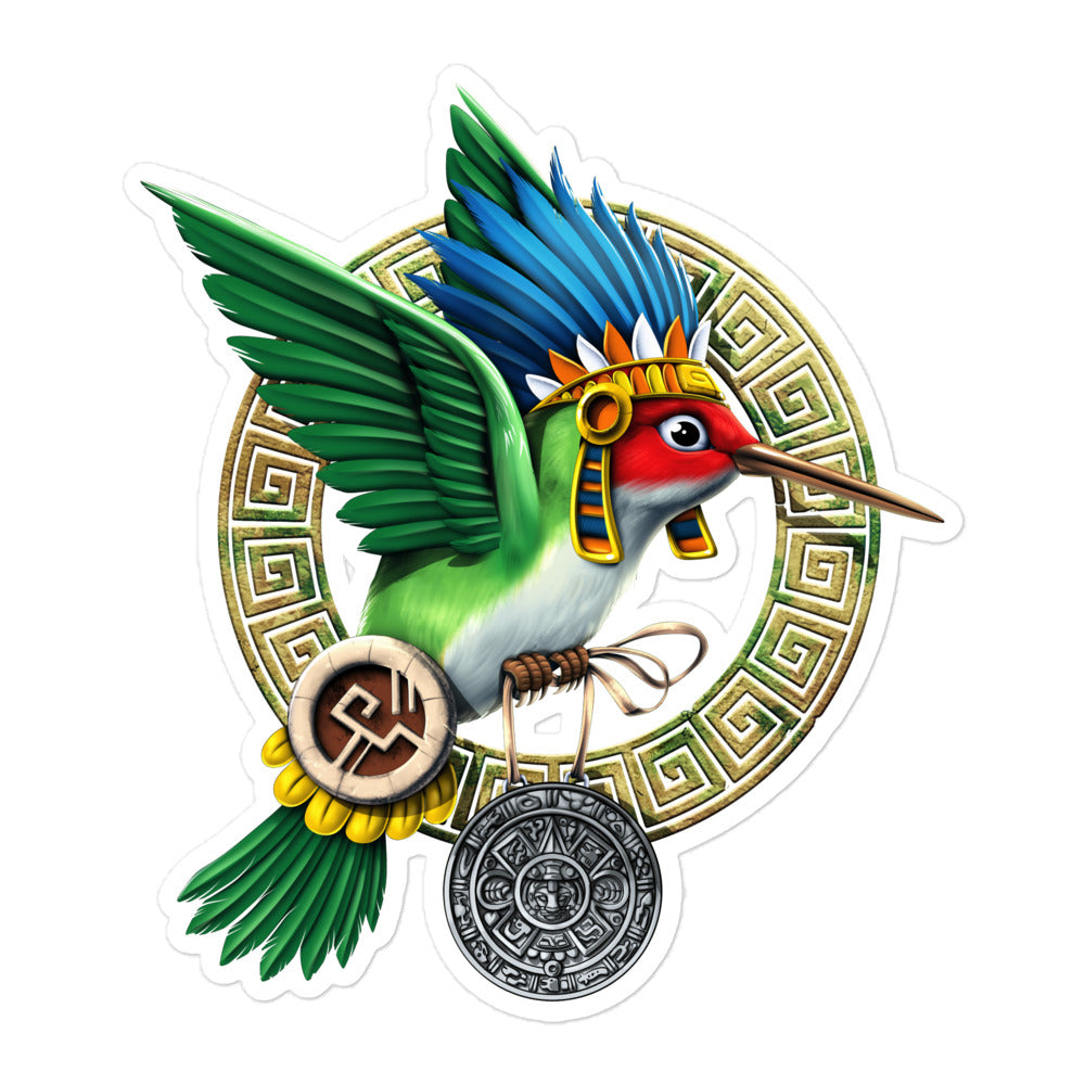 Aztec Sticker, Hummingbird Sticker, Colibri Bird Stickers, Aztec Decal, Mayan Sticker - Serpent Sun