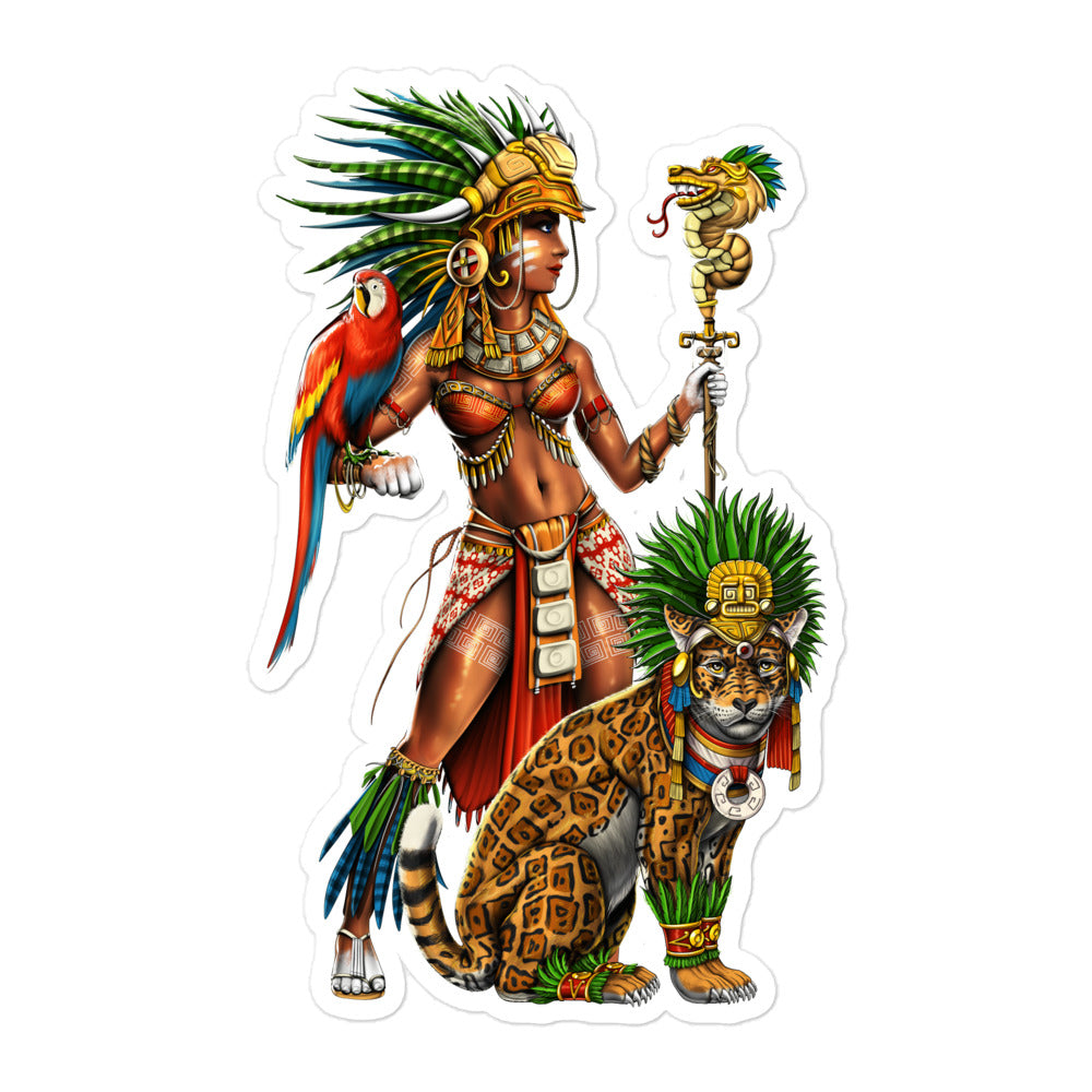 Aztec Stickers, Aztec Warrior Sticker, Aztec Jaguar Stickers, Aztec Decal, Mayan Sticker - Serpent Sun