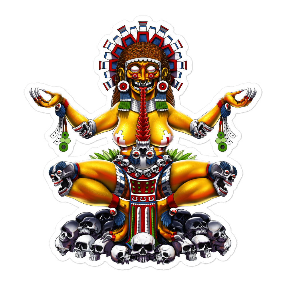 Aztec Stickers, Aztec Goddess Tlaltecuhtli Sticker, Ancient Aztec Decal, Mayan Decals - Serpent Sun